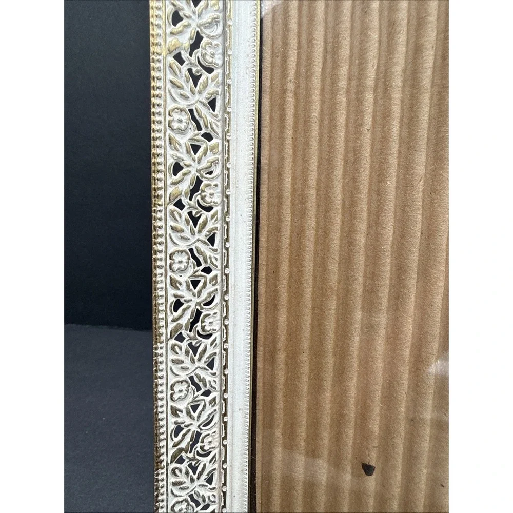 VTG MCM Metal Photo Picture Frame Gold Ornate Filigree Hollywood Regency 8